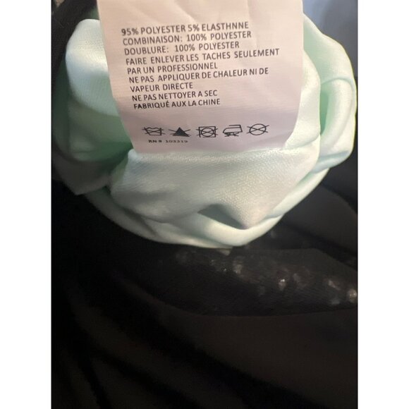 Blondie Nites By Stacy Sklar Size 11 Black & Mint Beaded Halter Dress With Tulle - Picture 9 of 10